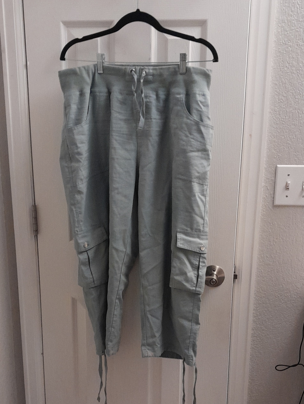 MoFiz Light Sage Cargo Jogger Pants with Drawstring Waist